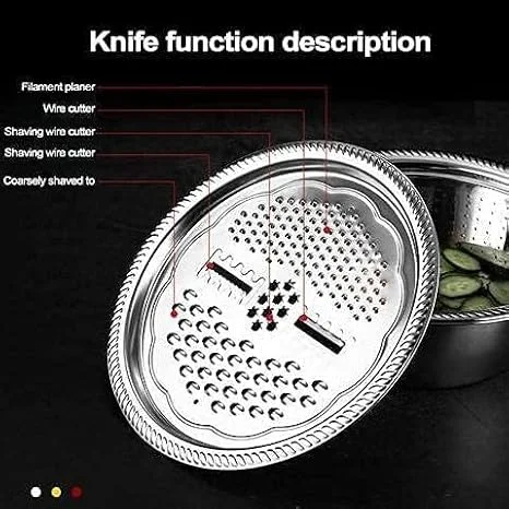 3-in-1 Kitchen Multipurpose Grater Bowl | Stainless Steel Basin with Drain Colander & Mesh Basket | Vegetable & Fruit Washing| Straining| Cutting| Salad Making Tool (26cm) image 3