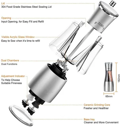 Salt and Pepper Grinder for Home & Kitchen | Adjustable Coarseness Stainless Steel Spice Grinder  thumbnail 4