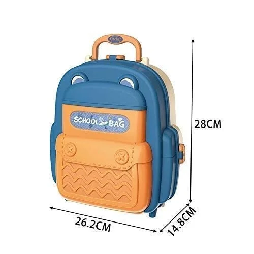 Premium Chef Kitchen Play Set for Kids | School Bag Packing Pretend Cooking Game | Interactive Modern Kitchen Toy for Boys & Girls | Blue Edition image 3