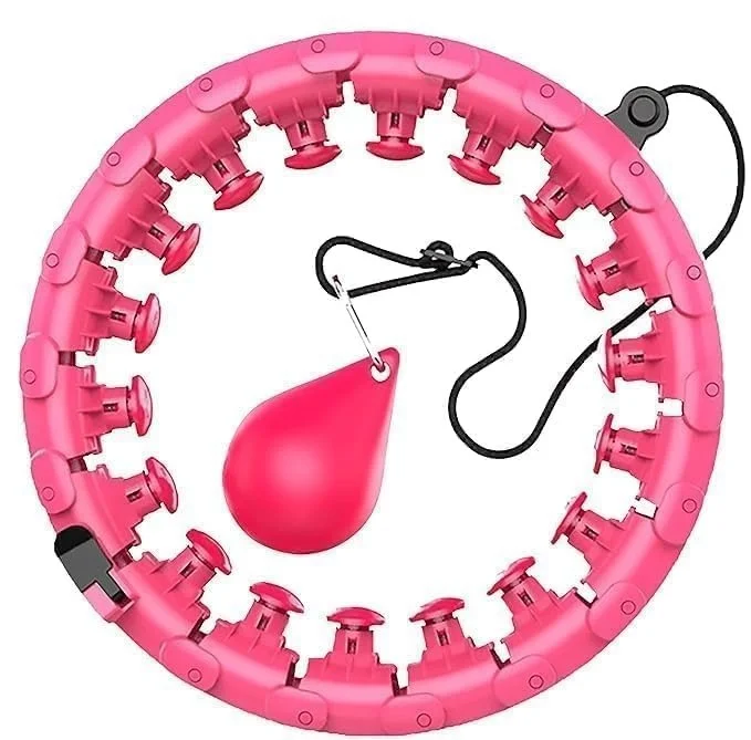 Premium 360° Adjustable Multi-Knot Fitness Hula Hoop with Auto-Spinning Ball and Weighted Sections for Adults & Kids |Pink image 1