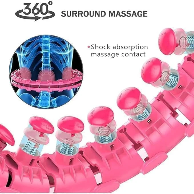 Premium 360° Adjustable Multi-Knot Fitness Hula Hoop with Auto-Spinning Ball and Weighted Sections for Adults & Kids |Pink image 3