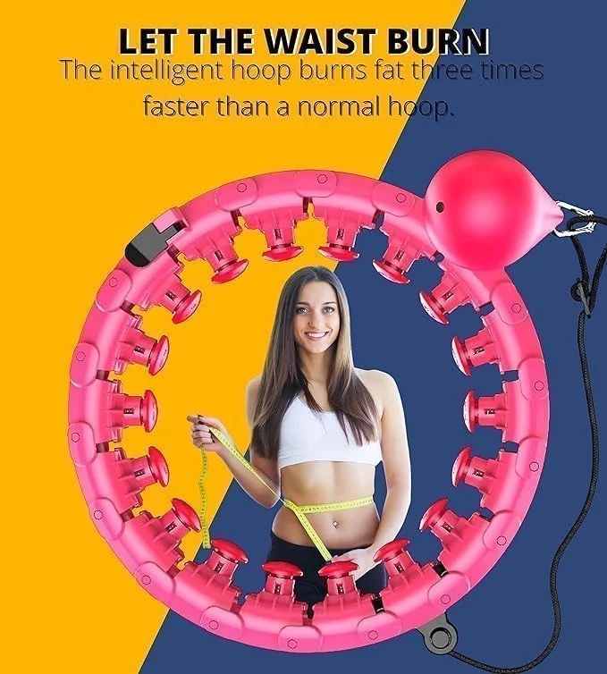 Premium 360° Adjustable Multi-Knot Fitness Hula Hoop with Auto-Spinning Ball and Weighted Sections for Adults & Kids |Pink image 5