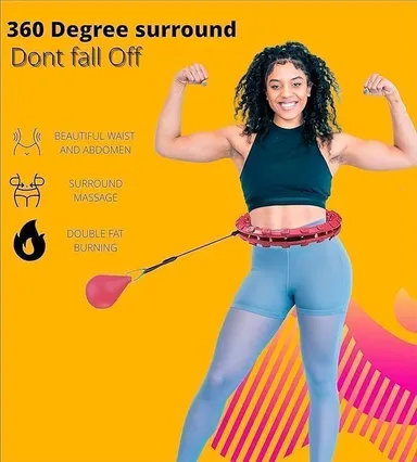 Premium 360° Adjustable Multi-Knot Fitness Hula Hoop with Auto-Spinning Ball and Weighted Sections for Adults & Kids |Pink thumbnail 3