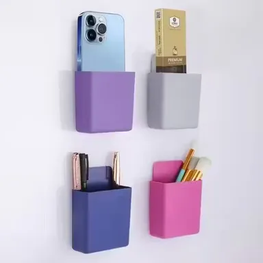 Mini Multipurpose Wall Holder | Mobile & Remote Holder  Charging Point | No‑Drill Self Adhesive Plastic Set for Bathroom & Stationery