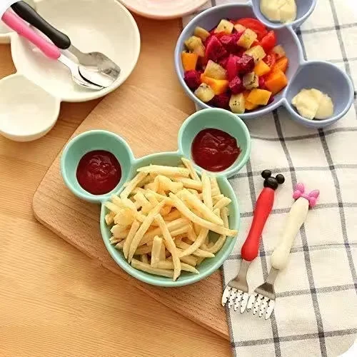 Mickey Mouse Shape Plates 3‑Piece Plastic Set | BPA Free | Microwave & Dishwasher Safe Kids Dinnerware image 2