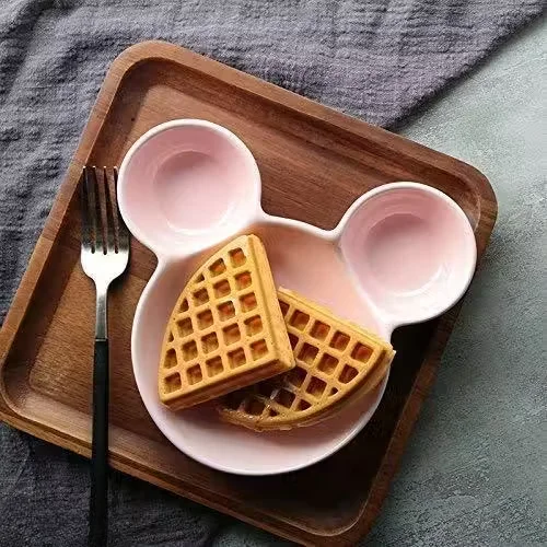 Mickey Mouse Shape Plates 3‑Piece Plastic Set | BPA Free | Microwave & Dishwasher Safe Kids Dinnerware image 3