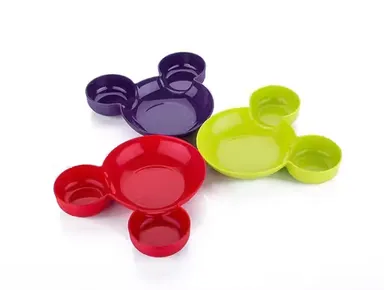 Mickey Mouse Shape Plates 3‑Piece Plastic Set | BPA Free | Microwave & Dishwasher Safe Kids Dinnerware
