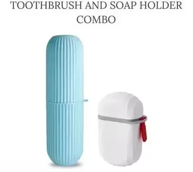 Travel Soap Case & Toothbrush Holder | Leakproof Waterproof 2‑Piece Set White