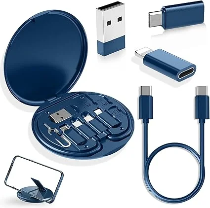 Jobber Multi-Functional 5 in 1 Fast Charging |& Data Transfer USB Cable Set with Portable Round Storage Box| and SIM Ejector Pin for Apple, Android & Type C Devices | image 1