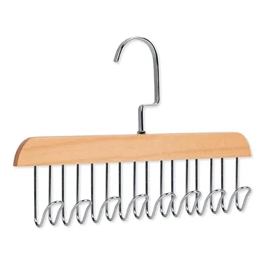 Wooden Closet Hanger with 8 Adjustable Hooks | U-Shaped Space-Saving Organizer for Ties, Belts, Scarves & Lingerie | Multi-Purpose Wardrobe Rack (1 Pc) thumbnail 0