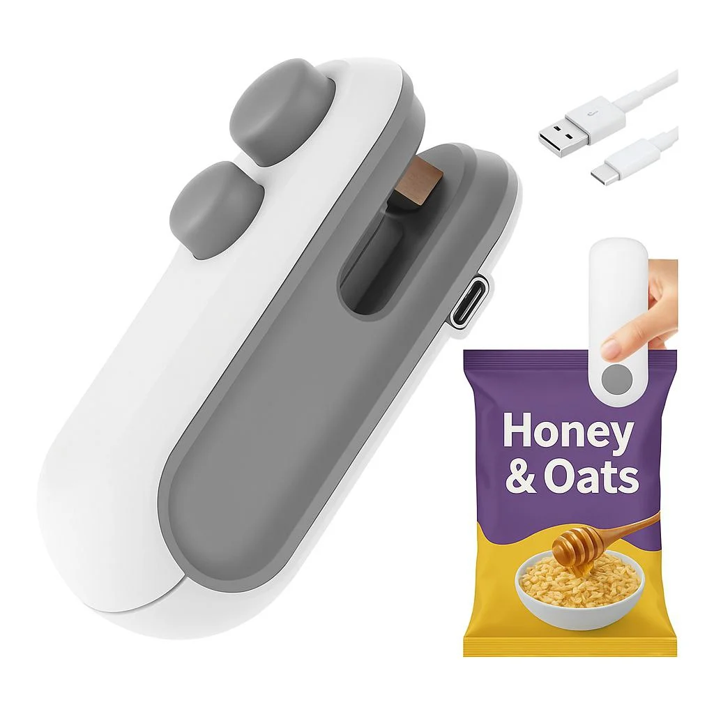 Mini Bag Sealer and Cutter | Portable Heat Sealing Machine | Rechargeable Food Storage Sealer USB Charging | Kitchen & Travel Snack Sealer image 1