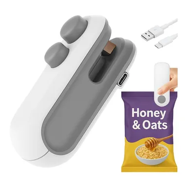 Mini Bag Sealer and Cutter | Portable Heat Sealing Machine | Rechargeable Food Storage Sealer USB Charging | Kitchen & Travel Snack Sealer