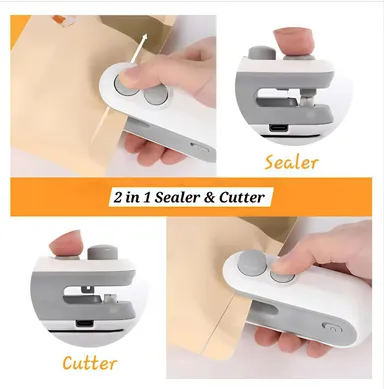 Mini Bag Sealer and Cutter | Portable Heat Sealing Machine | Rechargeable Food Storage Sealer USB Charging | Kitchen & Travel Snack Sealer thumbnail 1
