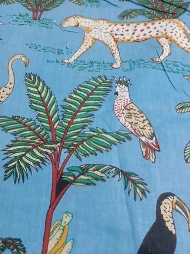 Women’s Pure Cotton Sky Blue Printed Dress Material Fabric Soft Breathable Tailoring Fabric for Kurti Salwar Skirt Shirt Ethnic Daily Wear  thumbnail 0