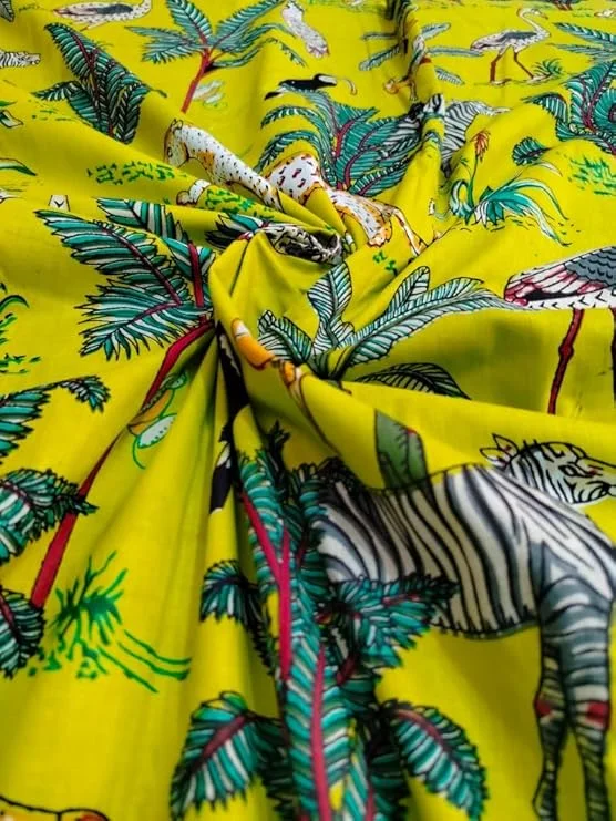 Women’s Pure Cotton Yellow Printed Dress Material Fabric 10 Meter Precut 44 Inch Width Soft Breathable Tailoring Fabric for Kurti Salwar Skirt Shirt Ethnic Daily Wear image 1