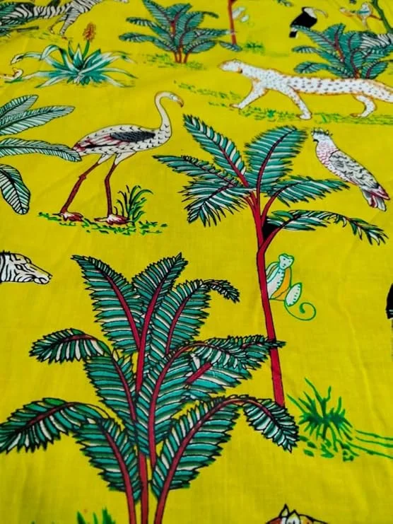 Women’s Pure Cotton Yellow Printed Dress Material Fabric 10 Meter Precut 44 Inch Width Soft Breathable Tailoring Fabric for Kurti Salwar Skirt Shirt Ethnic Daily Wear image 2
