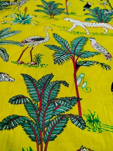 Women’s Pure Cotton Yellow Printed Dress Material Fabric 10 Meter Precut 44 Inch Width Soft Breathable Tailoring Fabric for Kurti Salwar Skirt Shirt Ethnic Daily Wear  thumbnail 1