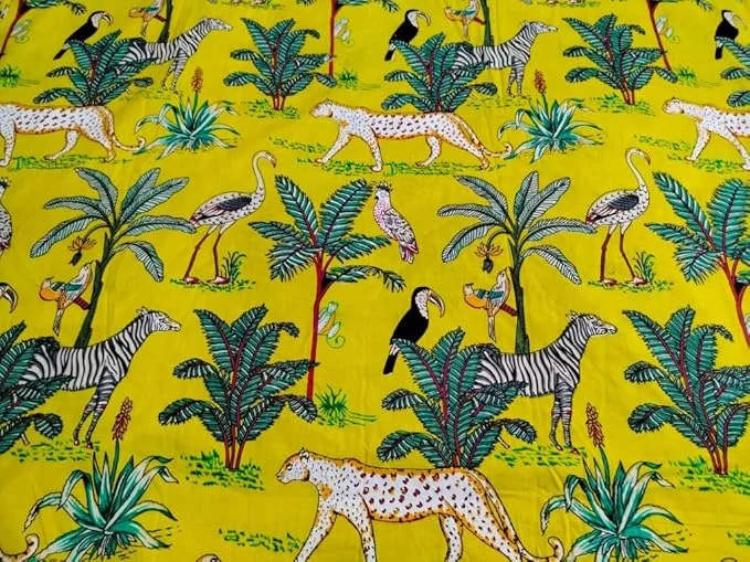 Women’s Pure Cotton Yellow Printed Dress Material Fabric 10 Meter Precut 44 Inch Width Soft Breathable Tailoring Fabric for Kurti Salwar Skirt Shirt Ethnic Daily Wear image 4