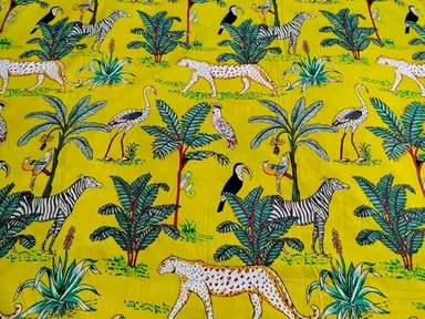 Women’s Pure Cotton Yellow Printed Dress Material Fabric 10 Meter Precut 44 Inch Width Soft Breathable Tailoring Fabric for Kurti Salwar Skirt Shirt Ethnic Daily Wear  thumbnail 3