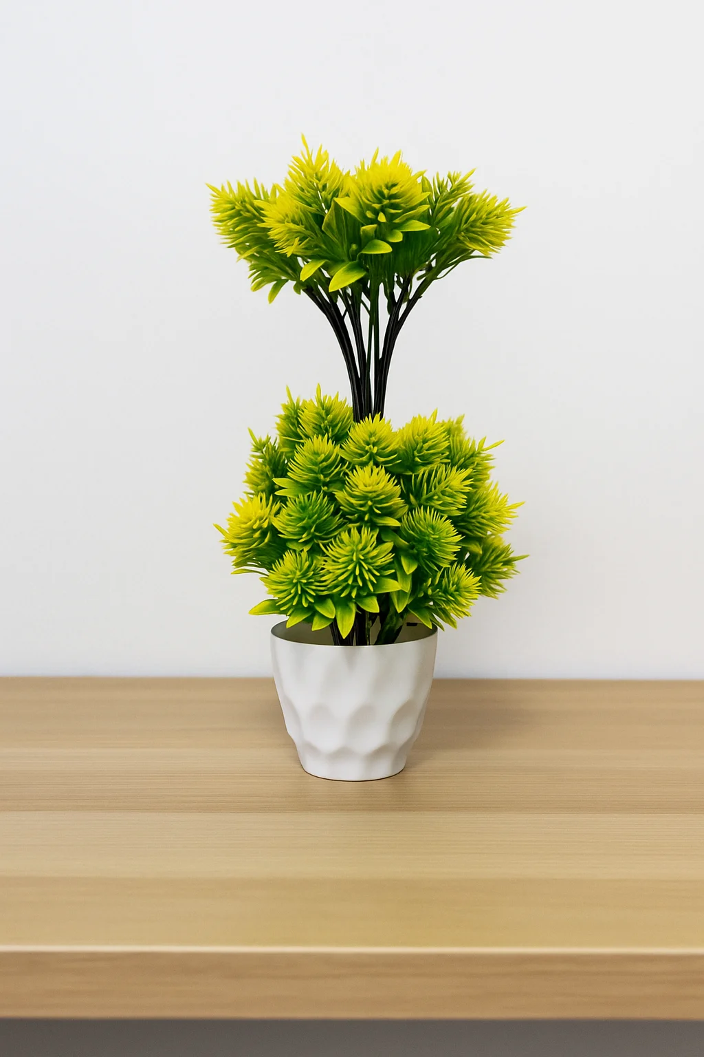 Artificial Plant Decorative Indoor Plant | Green Yellow Leaves | White Pot | Table Décor for Home & Office image 4