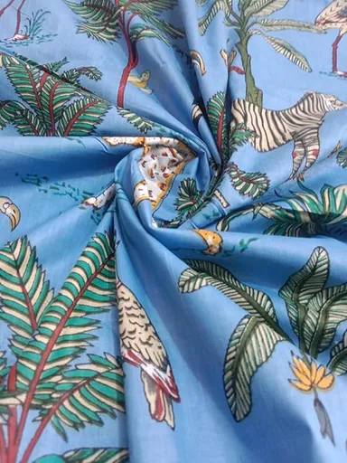 Women’s Cotton Printed Kurti and Salwar Fabric 10 Meter Sky Blue Soft Breathable Cotton Dress Material for Kurtis Salwar Suits Skirts Shirts Tailoring Ethnic Daily Wear  thumbnail 2
