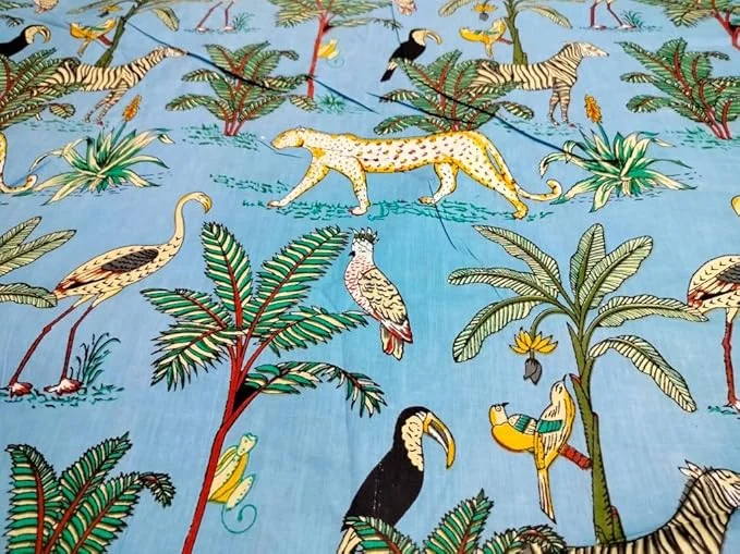 Women’s Cotton Printed Kurti and Salwar Fabric 10 Meter Sky Blue Soft Breathable Cotton Dress Material for Kurtis Salwar Suits Skirts Shirts Tailoring Ethnic Daily Wear image 4
