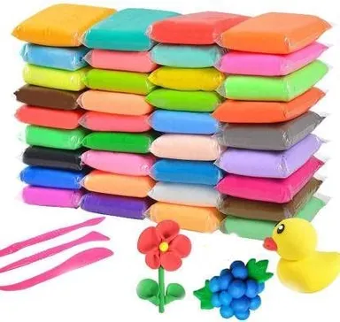 Air Dry Clay | Non-Toxic Soft Clay Kit for Kids | Creative Art & Craft Set | Multi Color Modeling Magic Putty with Tools | Pack of 48 thumbnail 0