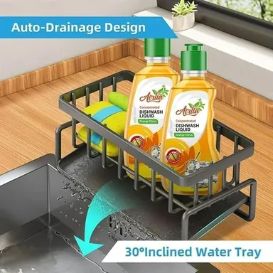 Vrutwa Stainless Steel Sink Organizer Rack | Durable Metal Countertop Caddy for Sponges| Brushes & Soap with Fast Draining Design thumbnail 1