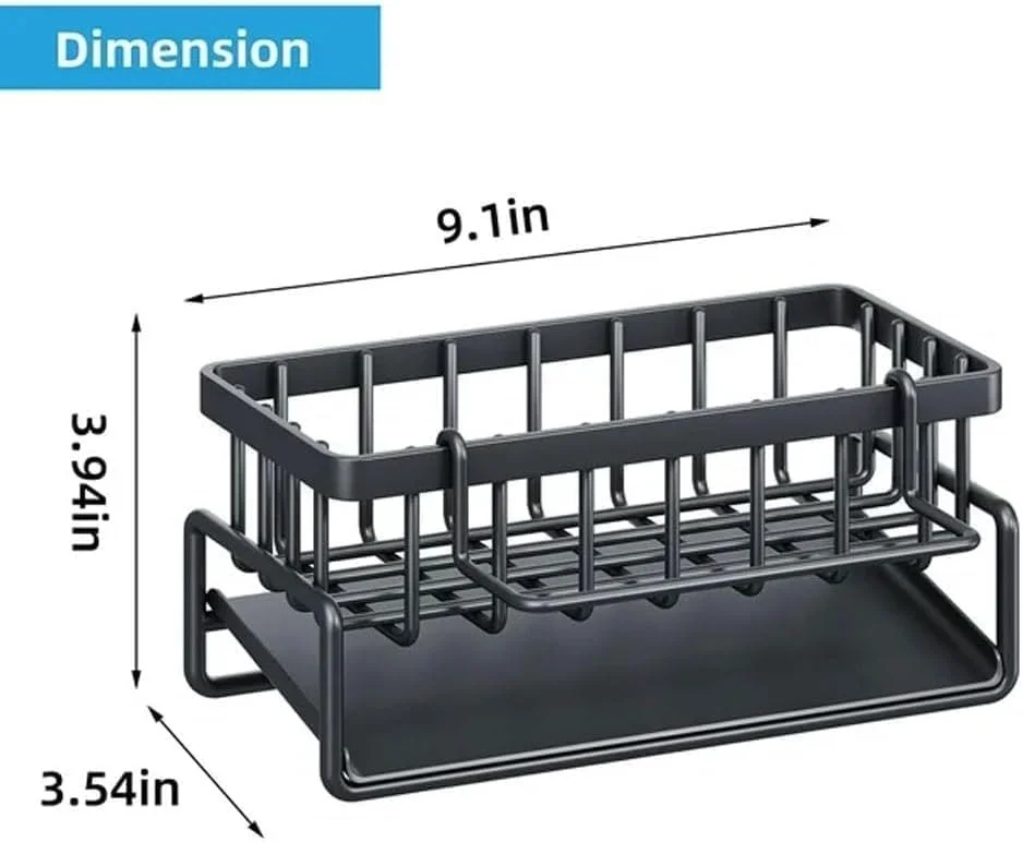 Vrutwa Stainless Steel Sink Organizer Rack | Durable Metal Countertop Caddy for Sponges| Brushes & Soap with Fast Draining Design image 3