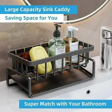 Vrutwa Stainless Steel Sink Organizer Rack | Durable Metal Countertop Caddy for Sponges| Brushes & Soap with Fast Draining Design thumbnail 3