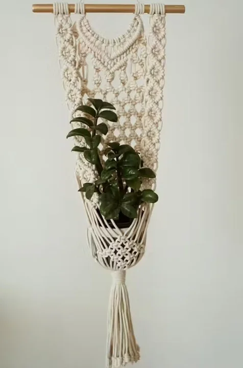 Handmade Macrame Plant Hanger | Indoor Rope Hanging Planter Basket | Boho Wall Decor | Cotton Rope for Living Room & Balcony image 1
