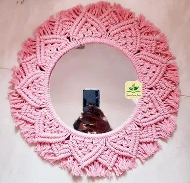  Pink Round Wall Mirror | Handcrafted Decorative Mirror | 12 Inch | Bedroom & Living Room | Handmade, Small| Pink Frame thumbnail 0