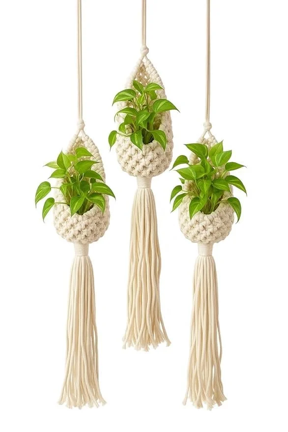 Handmade Boho Macrame Hanging Pocket | Cotton Wall Organizer for Plants, Toys & Decor | Natural Beige, Lightweight & Durable image 2
