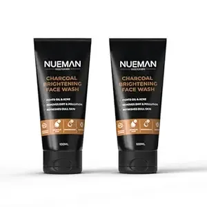 NUEMAN Charcoal Brightening Face Wash | 2‑Pack 200 ml | Salicylic Acid & Niacinamide | Neem Aloe Oil Control for Men Oily Acne‑Prone Skin thumbnail 0
