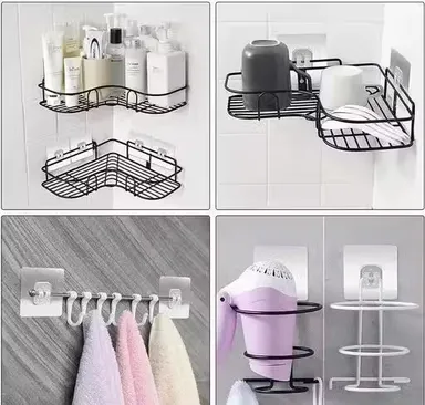 Aurovill 8‑Piece V‑Shape Self Adhesive Wall Hooks | Heavy Duty Waterproof Plastic Hooks for Bathroom Kitchen Clothes & Photo Frames thumbnail 3