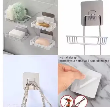 Aurovill 8‑Piece V‑Shape Self Adhesive Wall Hooks | Heavy Duty Waterproof Plastic Hooks for Bathroom Kitchen Clothes & Photo Frames thumbnail 2