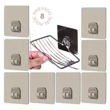 Aurovill 8‑Piece V‑Shape Self Adhesive Wall Hooks | Heavy Duty Waterproof Plastic Hooks for Bathroom Kitchen Clothes & Photo Frames