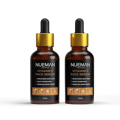 NUEMAN Vitamin C Face Serum| 60 ml (30 ml x 2)| For Men| With 15% Vitamin C| Niacinamide| Hyaluronic Acid| Licoricey  Brightens Skin & Fades Spots | Fragrance-Free & Dermatologically Tested thumbnail 0