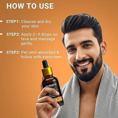 NUEMAN Vitamin C Face Serum 90 ml| For Men | 15% Vitamin C Niacinamide Hyaluronic Acid & Licoricey | Brightens Skin Fades Dark Spots Fragrance-Free| Dermatologically Tested thumbnail 4