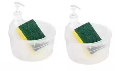 2-in-1 Transparent Soap Dispenser with Sponge Holder | Leakproof Kitchen Pump | 1L Capacity 
