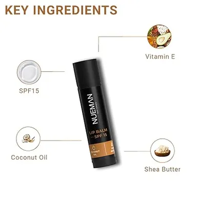 NUEMAN Lip Balm with SPF 15|5g |For Men| With Sunflower Oil| Shia Butter| Coconut & Cocoa Butter | Repairs Dry| Dark| Chapped Lips | Non-Sticky Texture| Dermatologically Tested| thumbnail 2