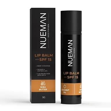 NUEMAN Lip Balm with SPF 15 | 15g (5g x 3) | For Men | With Sunflower Oil| Shear Butter| Coconut| Cocoa Butter| Non-Sticky| Repairs Dry| Chapped Lips| Dermatologically Tested thumbnail 1