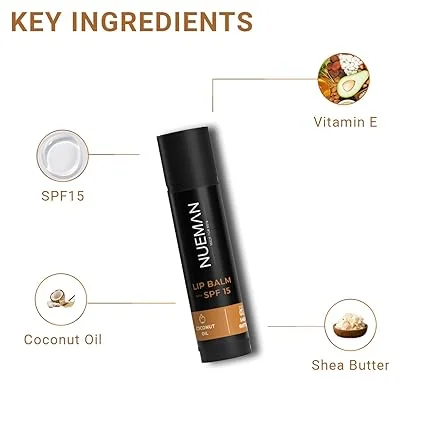 NUEMAN Lip Balm with SPF 15 | 15g (5g x 3) | For Men | With Sunflower Oil| Shear Butter| Coconut| Cocoa Butter| Non-Sticky| Repairs Dry| Chapped Lips| Dermatologically Tested image 4