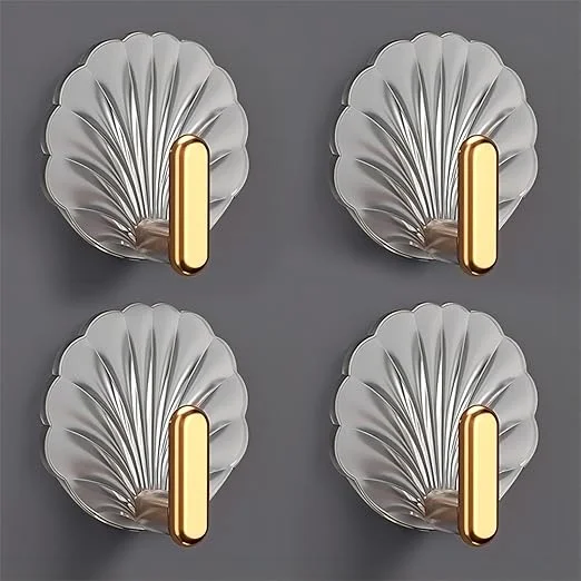 4‑Piece Luxury Heavy Duty Self Adhesive Hooks | Stainless Steel Wall Mounted Rack for Clothes & Towels | No‑Drill Waterproof Decor Hooks image 1