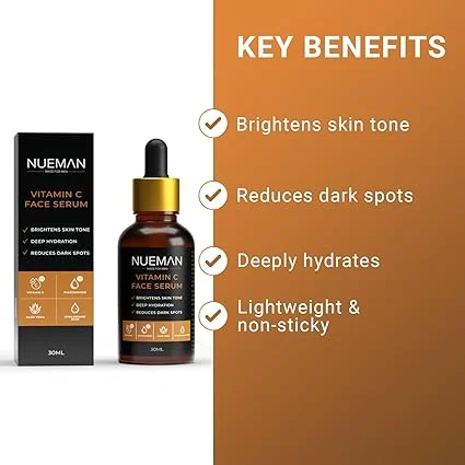 NUEMAN Vitamin C Face Serum (30ml) | Lip Balm with SPF 15 (5g) | Combo for Men| Brightens Skin| Fades Dark Spots| Repairs Dry| Chapped Lips| Non Sticky |Fragrance  Free| Dermot Tested image 4