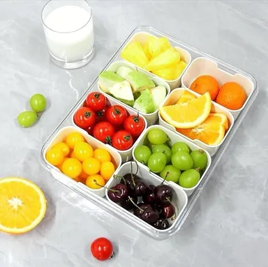 Vrutwa Divided Fridge Storage Boxes | 8 Compartment Fridge Organizer with Lid and Handle thumbnail 4