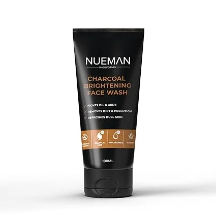NUEMAN Charcoal Brightening Face Wash |Lip Balm SPF 15 | Activated Charcoal| Niacinamide| Salicylic Acid | Skincare Combo for Men | Acne & Lip Care 100ml 5g image 2