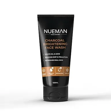 NUEMAN Charcoal Brightening Face Wash |Lip Balm SPF 15 | Activated Charcoal| Niacinamide| Salicylic Acid | Skincare Combo for Men | Acne & Lip Care 100ml 5g thumbnail 1