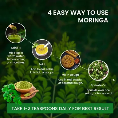 Natural Moringa Powder | Multivitamin Superfood |For Men Women & Kids | Energy, Immunity & Hair Health thumbnail 4