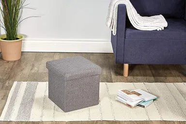 Vrutwa Wood Folding Organizer Storage Ottoman Bench Footrest Stool Cube | Padded, Quick Assembly, Multipurpose Storage thumbnail 2